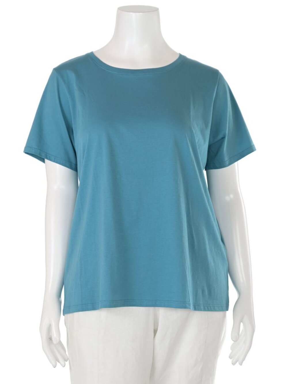 NWT Eileen Fisher $68 River Blue Organic Pima Cotton Jersey Round Neck Tee sz XL